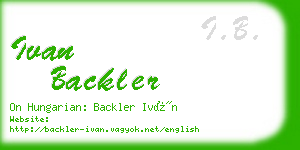 ivan backler business card